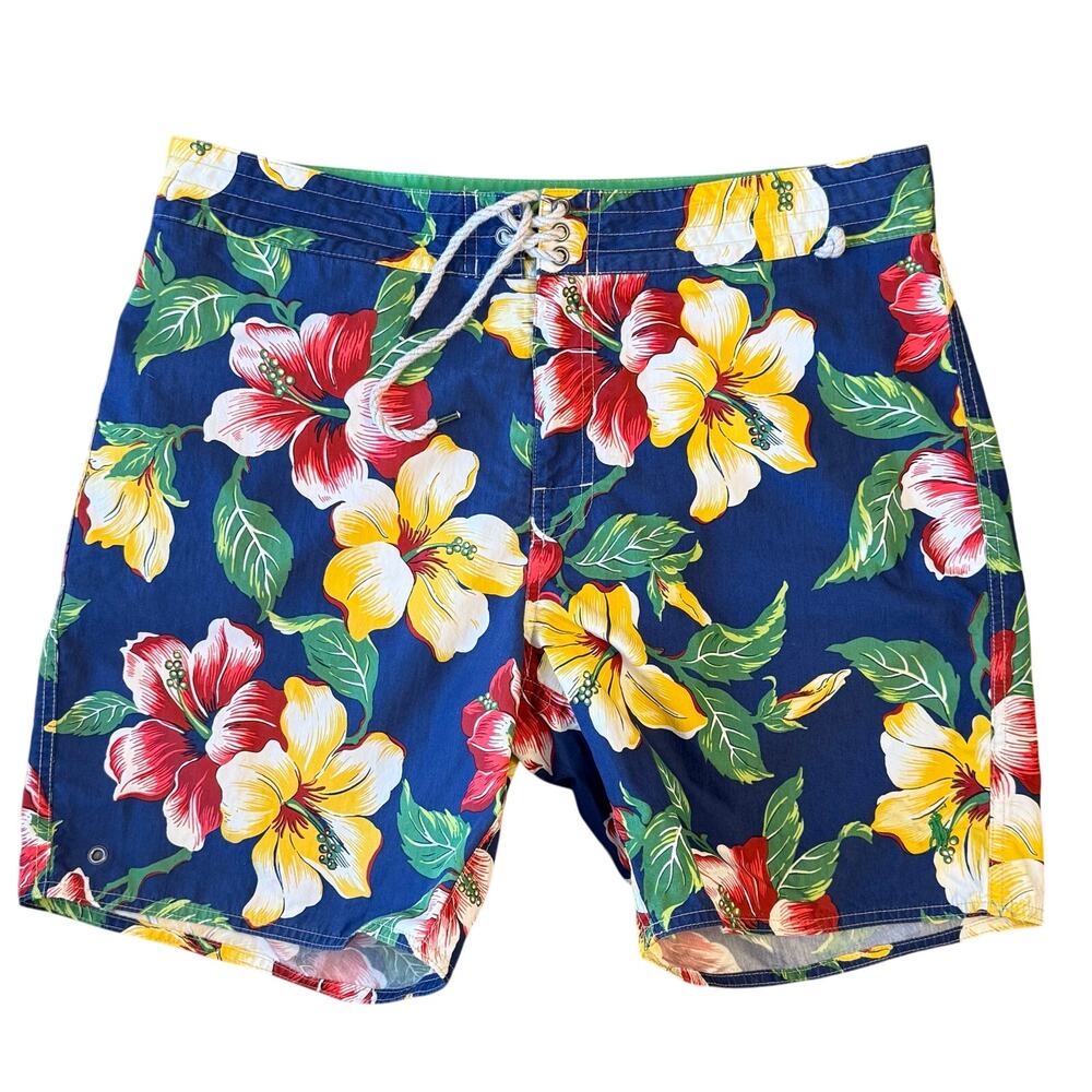 VTG Polo Ralph Lauren Hibiscus Swim Trunks Beach Resort Hawaiian Lined Men’s 34